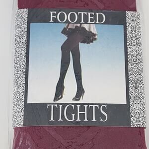Women’s Burgundy Red Footed Tights One Size 100% Nylon Classic Stockings